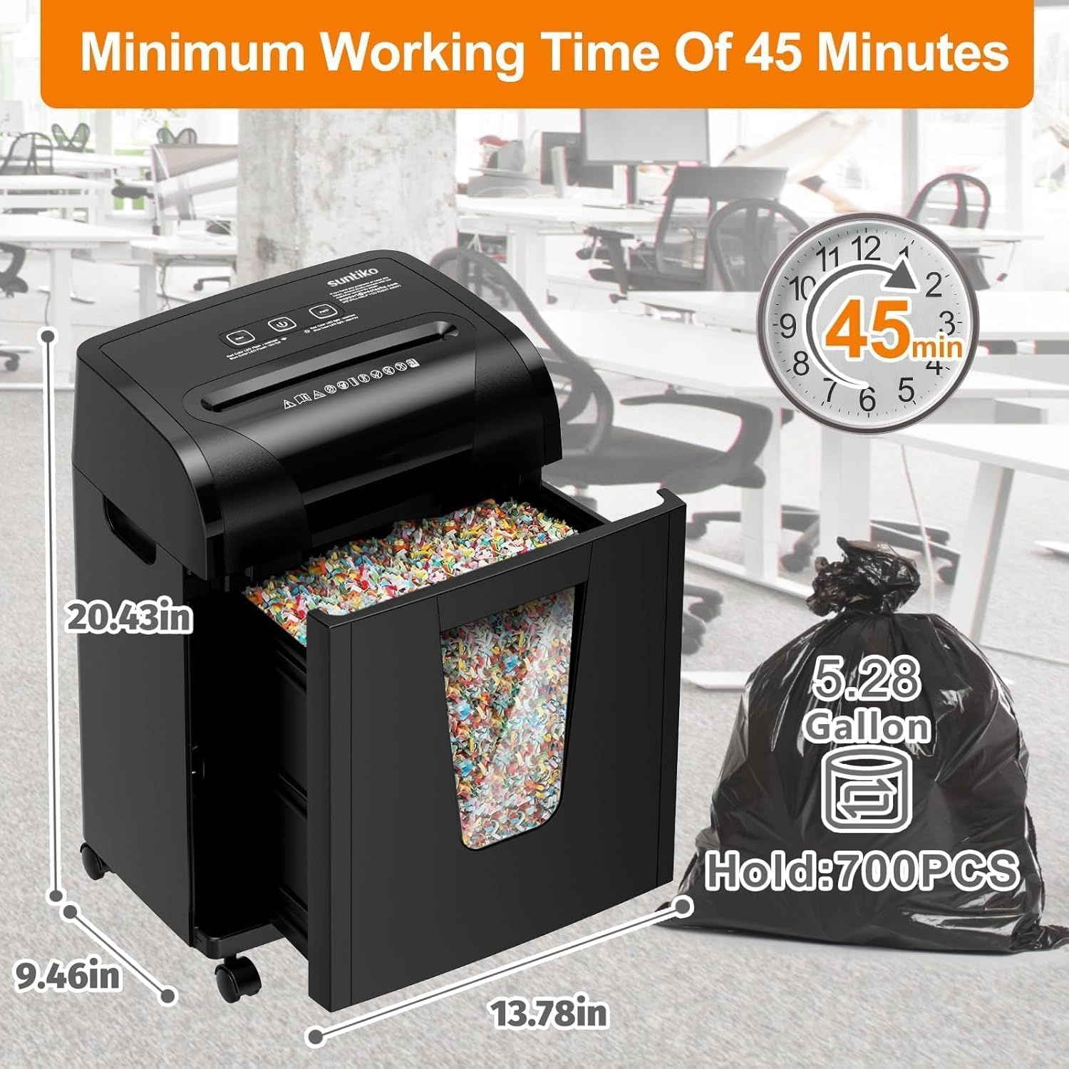 Woolsche Paper Shredder, 18-Sheet Cross Cut with 18 Liters Pull Out Bin, P-4 Security Level, Shred Paper and Credit Card, Durable&Fast with Auto Jam Proof System Shredder for Office - JM Variety Store